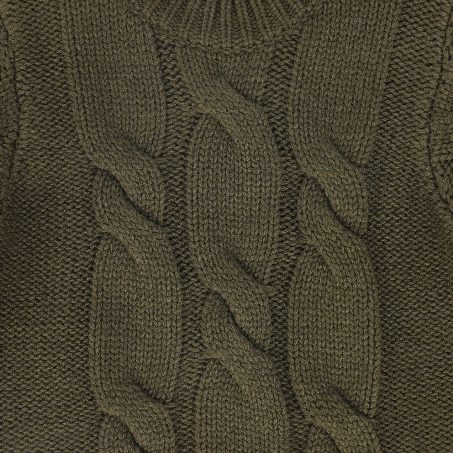 LE BOURDON OLIVE CABLE KNIT CHUNKY SWEATER