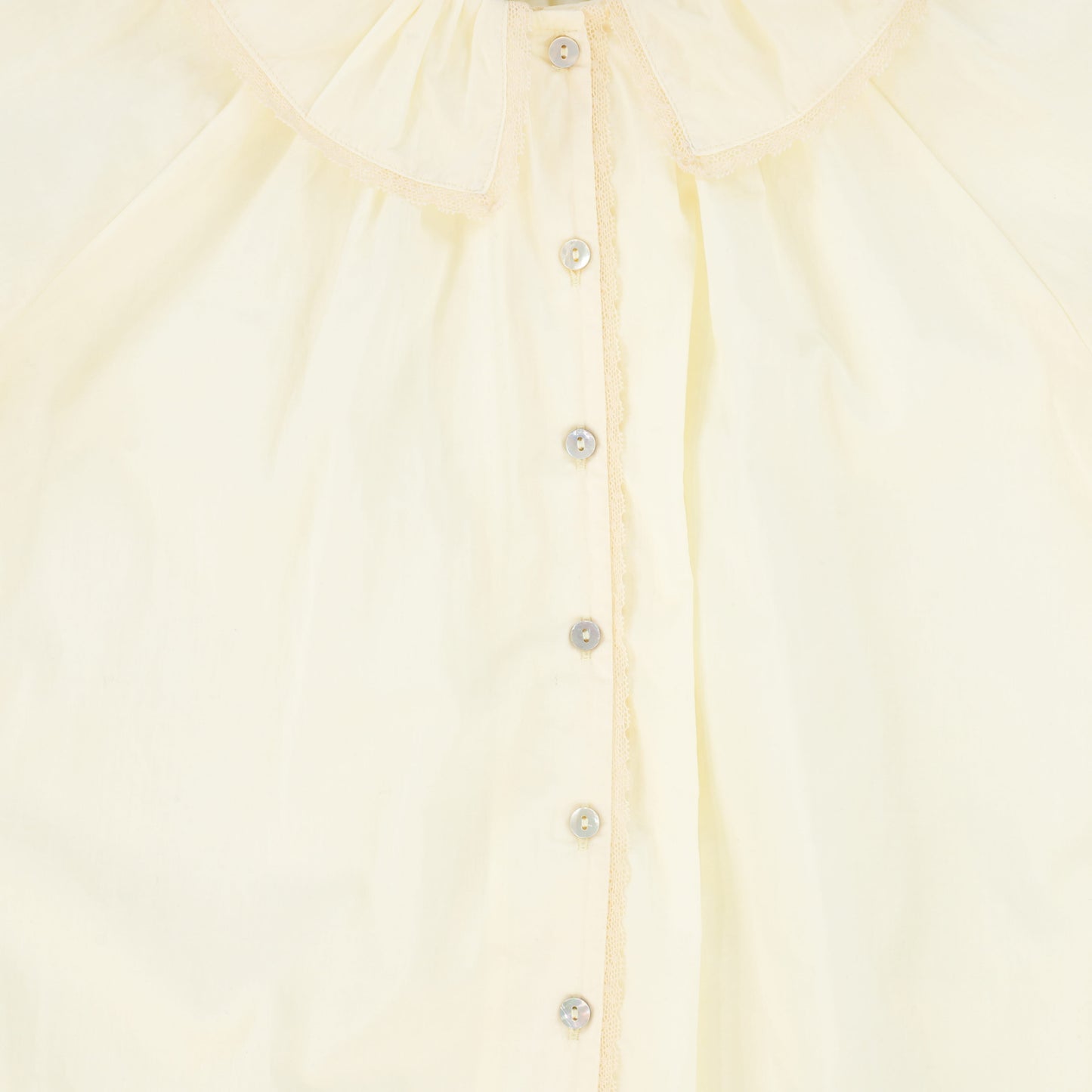BACE COLLECTION CREAM RUFFLE NECK BUTTON DOWN BLOUSE