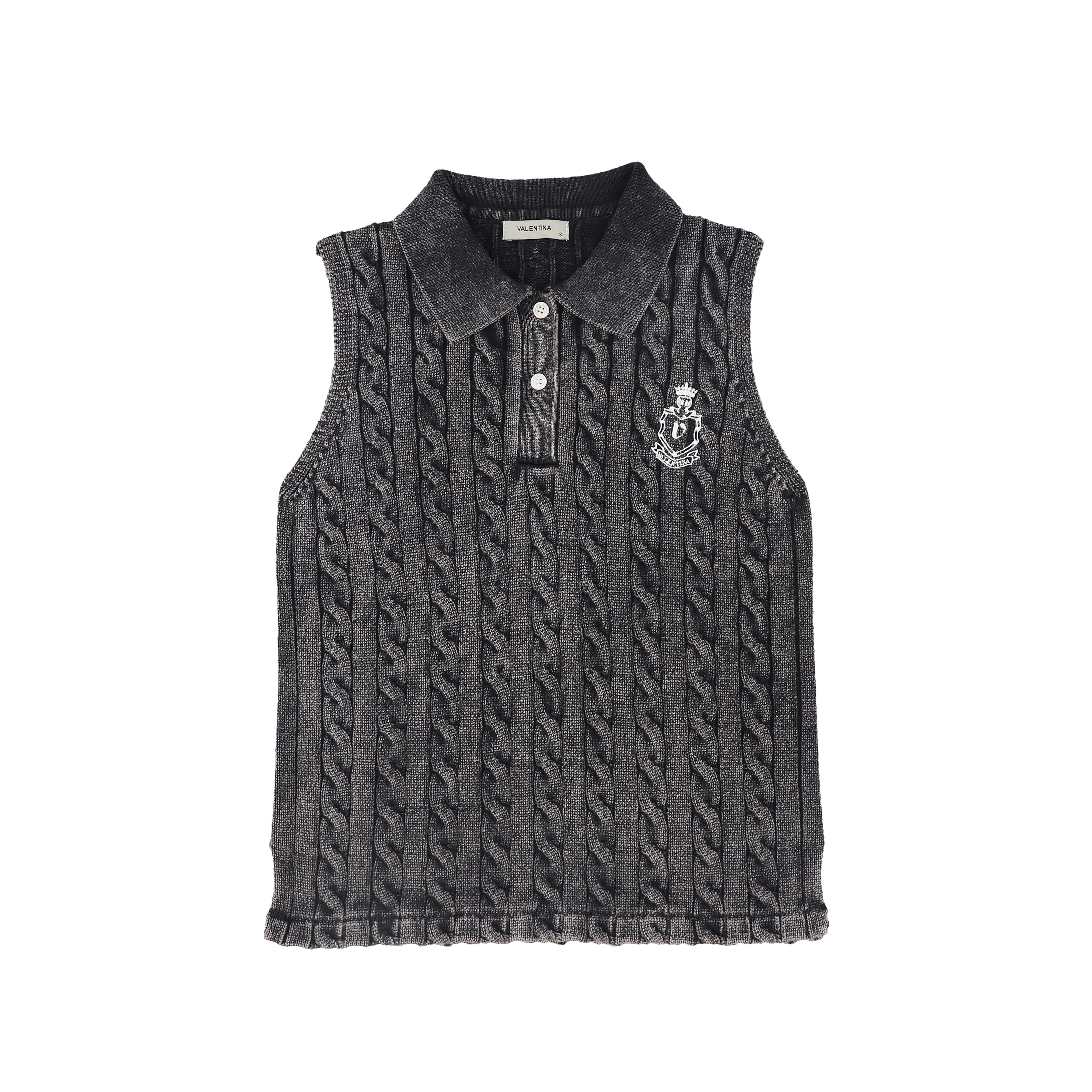 VALENTINA BLACK CABLE-KNIT CROP VEST – Luibelle
