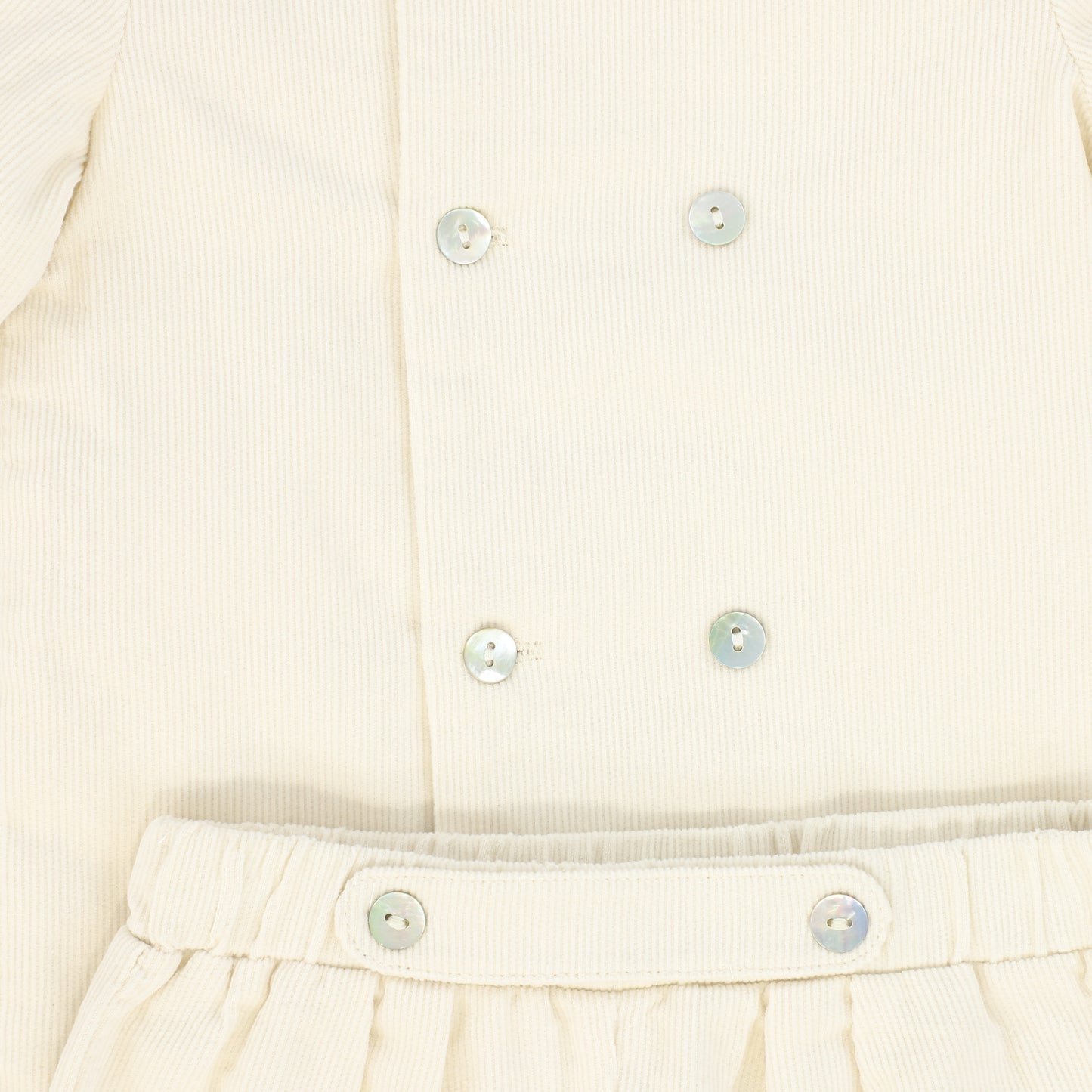 LE BOURDON CREAM CORDUROY DOUBLE BREASTED BLOUSE SET