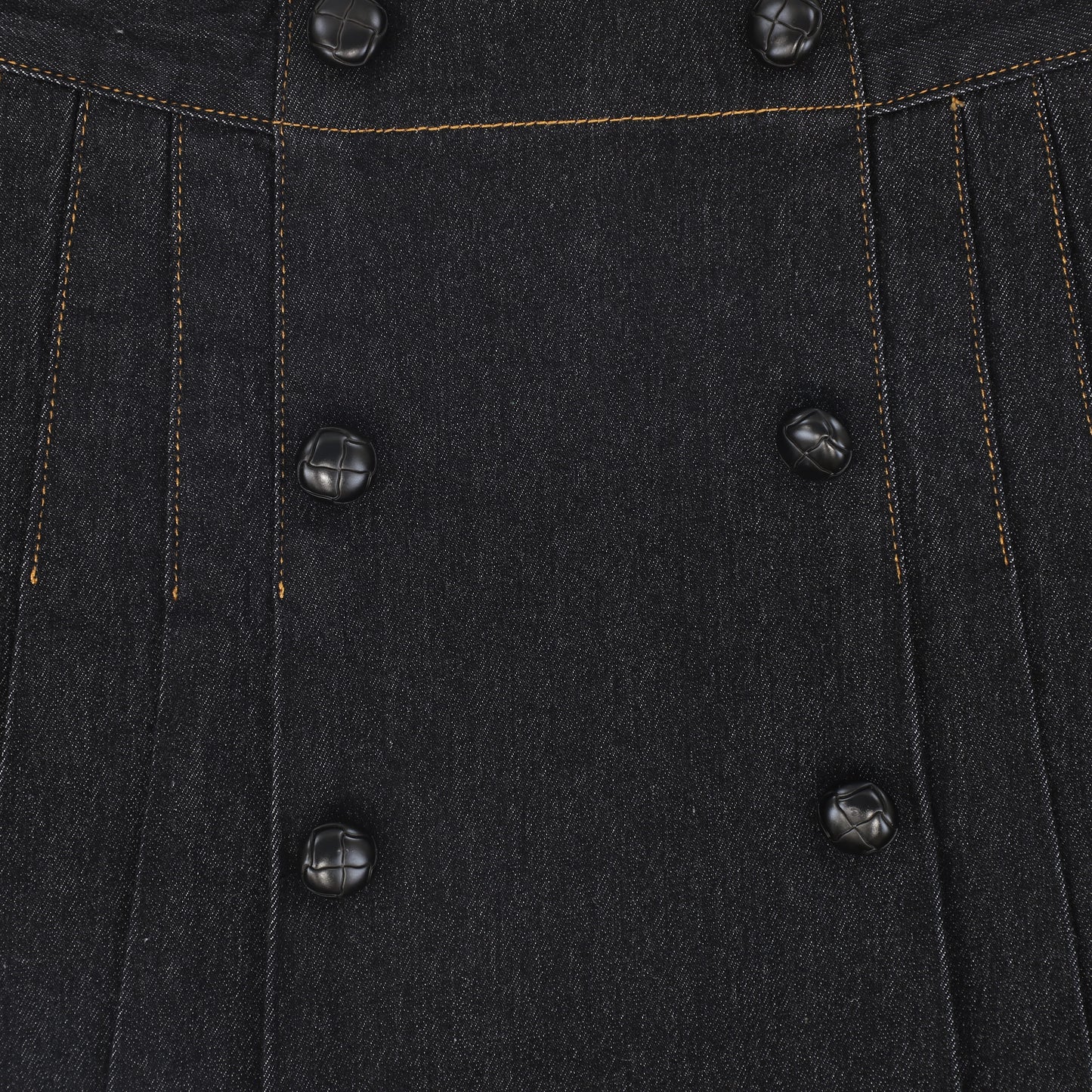 BACE COLLECTION BLACK DENIM PLEATED BUTTON SKIRT