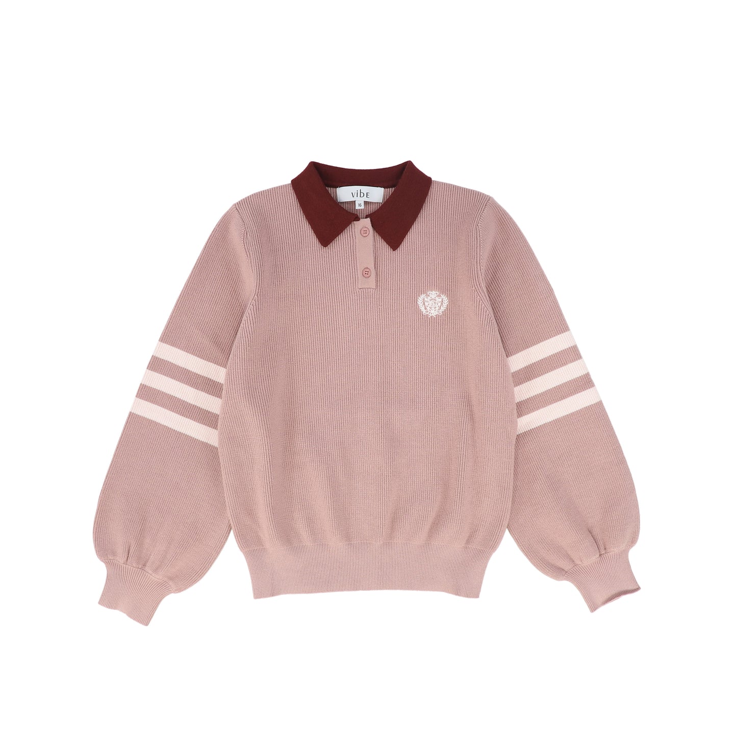 VIBE PINK STRIPED SLEEVE KNIT SWEATER