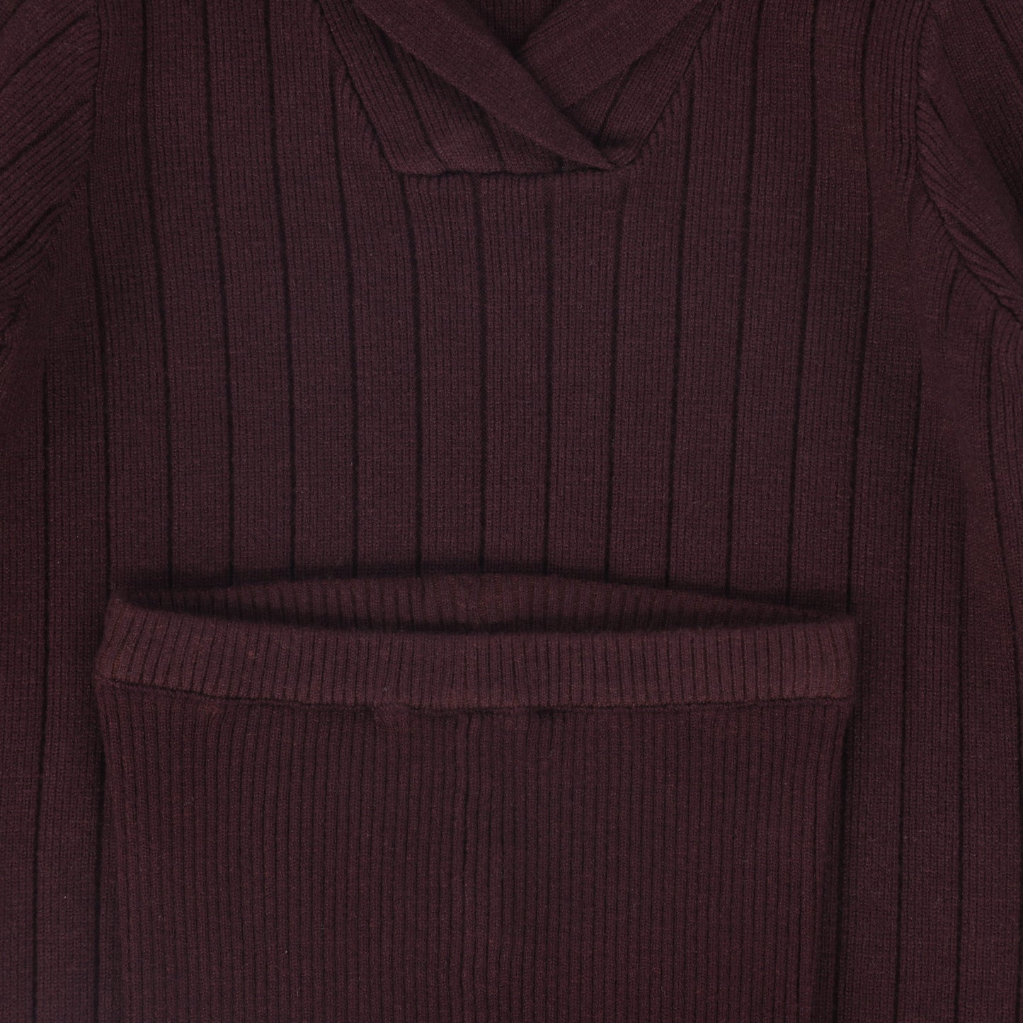 BAMBOO BURGUNDY WIDE RIBBED KNIT SWEATER SET