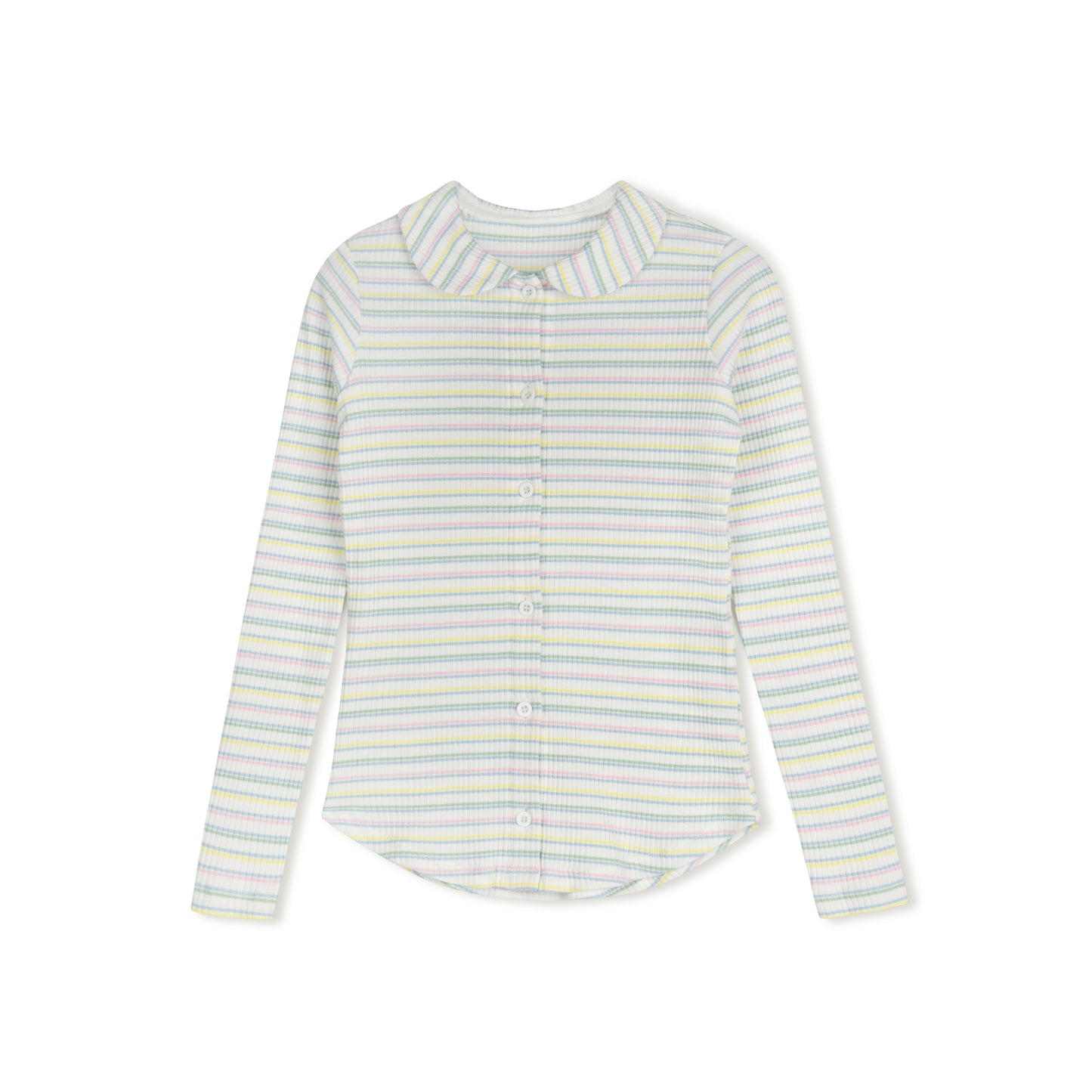 VELVETTE LABEL MULTI COLOR STRIPE COLLAR T-SHIRT