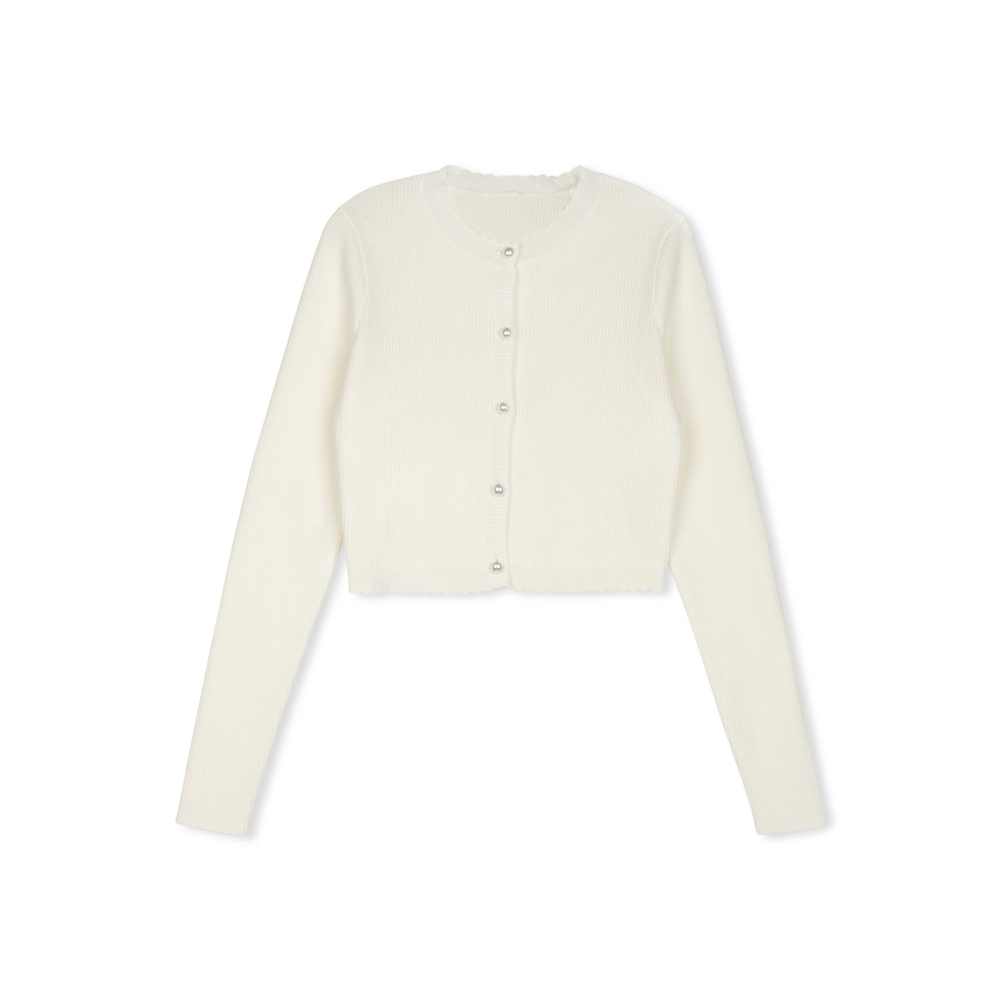 DAINTTI COLLECTION IVORY PEARL BUTTON CARDIGAN