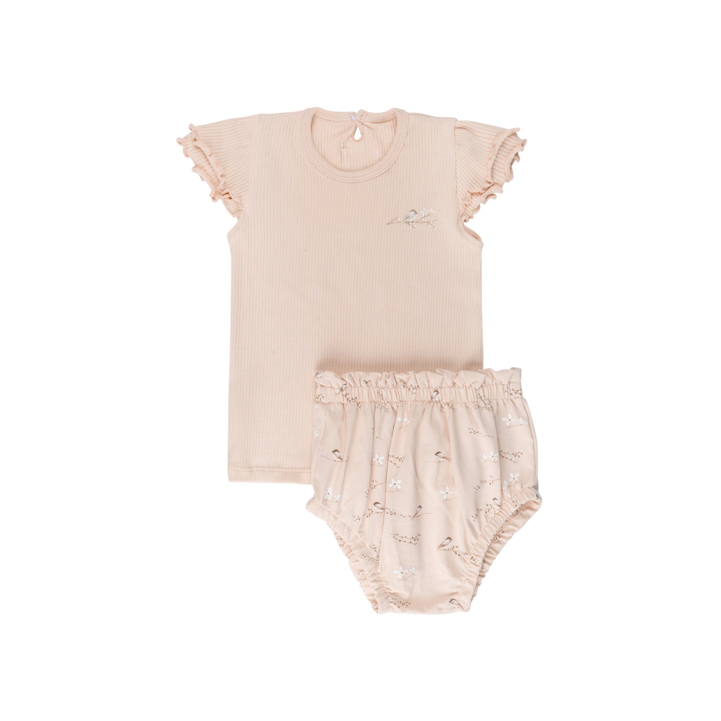ELY'S & CO. BLUSH VINTAGE BIRDS TEE & BLOOMERS SET [FINAL SALE]