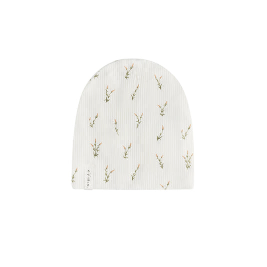 ELY'S & CO. PINK/IVORY LILAC RIBBED BEANIE [FINAL SALE]