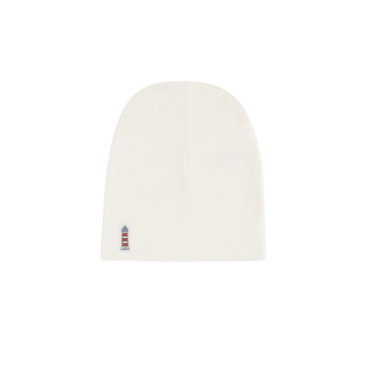 ELY'S & CO. IVORY RIBBED EMBROIDERED NAUTICAL BEANIE [FINAL SALE]