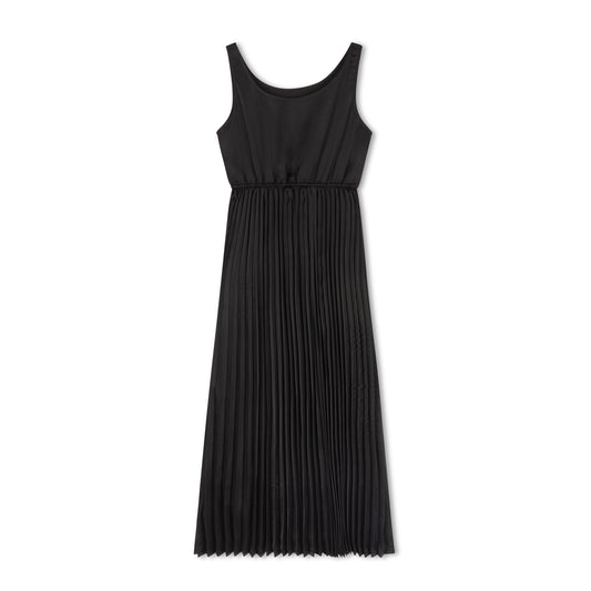VELVETTE LABEL BLACK SILK PLEATED MIDI JUMPER