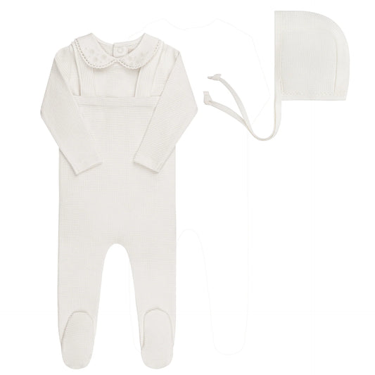 ELY'S & CO IVORY GIRL EMBROIDERED COLLAR OVERALL SET