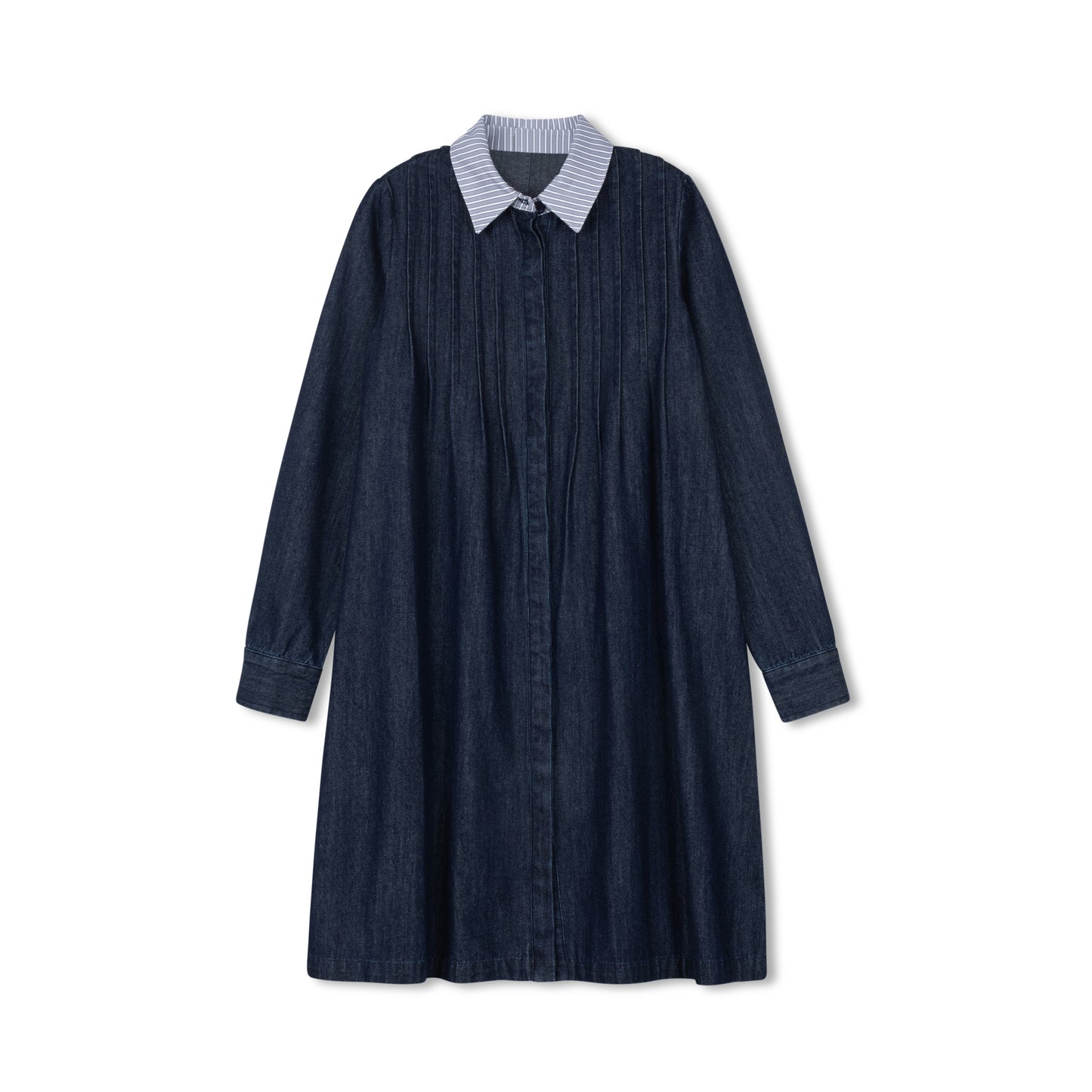 VELVETTE LABEL BLUE DENIM STRIPED COLLAR DRESS