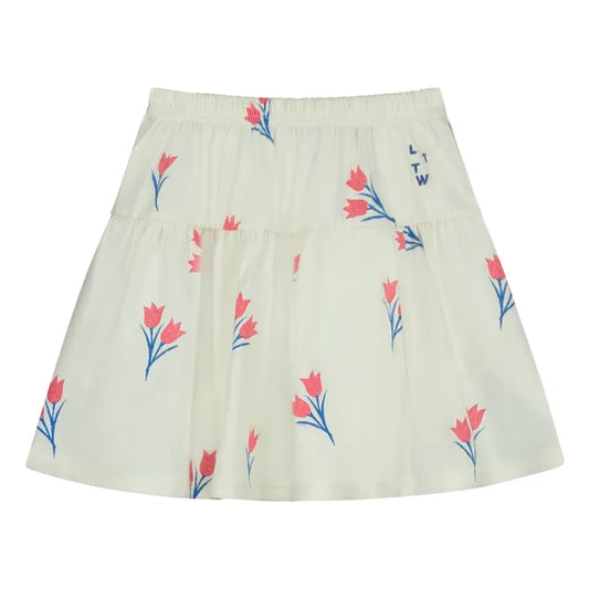 LETTER TO THE WORLD WHITE TULIP PRINTED SKIRT [FINAL SALE]