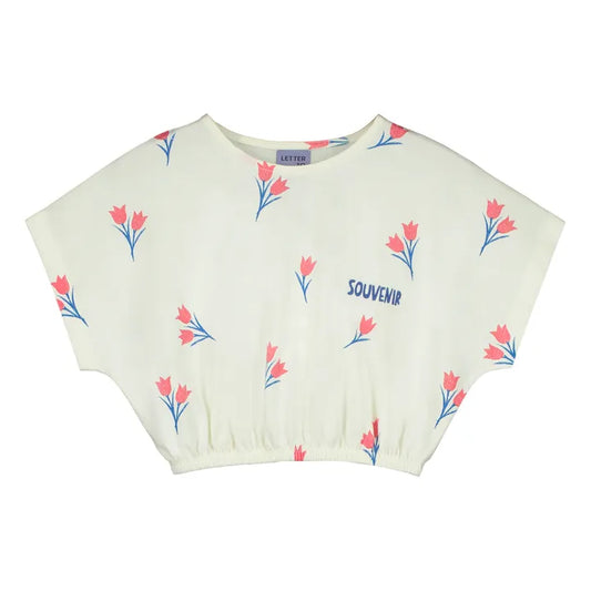 LETTER TO THE WORLD WHITE TULIP PRINTED TOP [FINAL SALE]