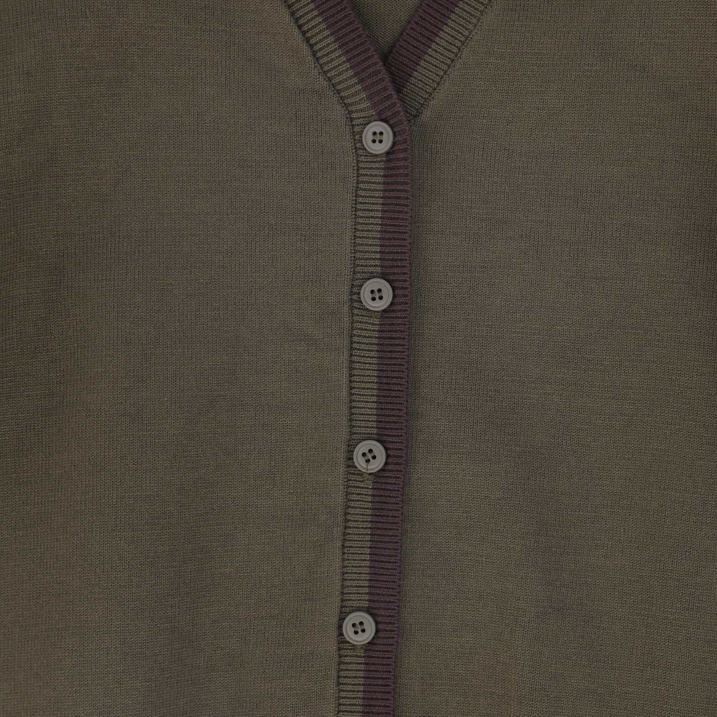 LE BOURDON OLIVE V-NECK TRIM CARDIGAN