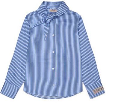 N21 BLUE STRIPE NECK TIE BLOUSE