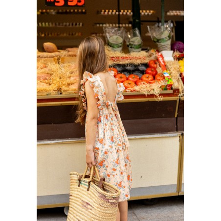 LOUIS LOUISE ORANGE FLORAL RUFFLE TRIM JUMPER