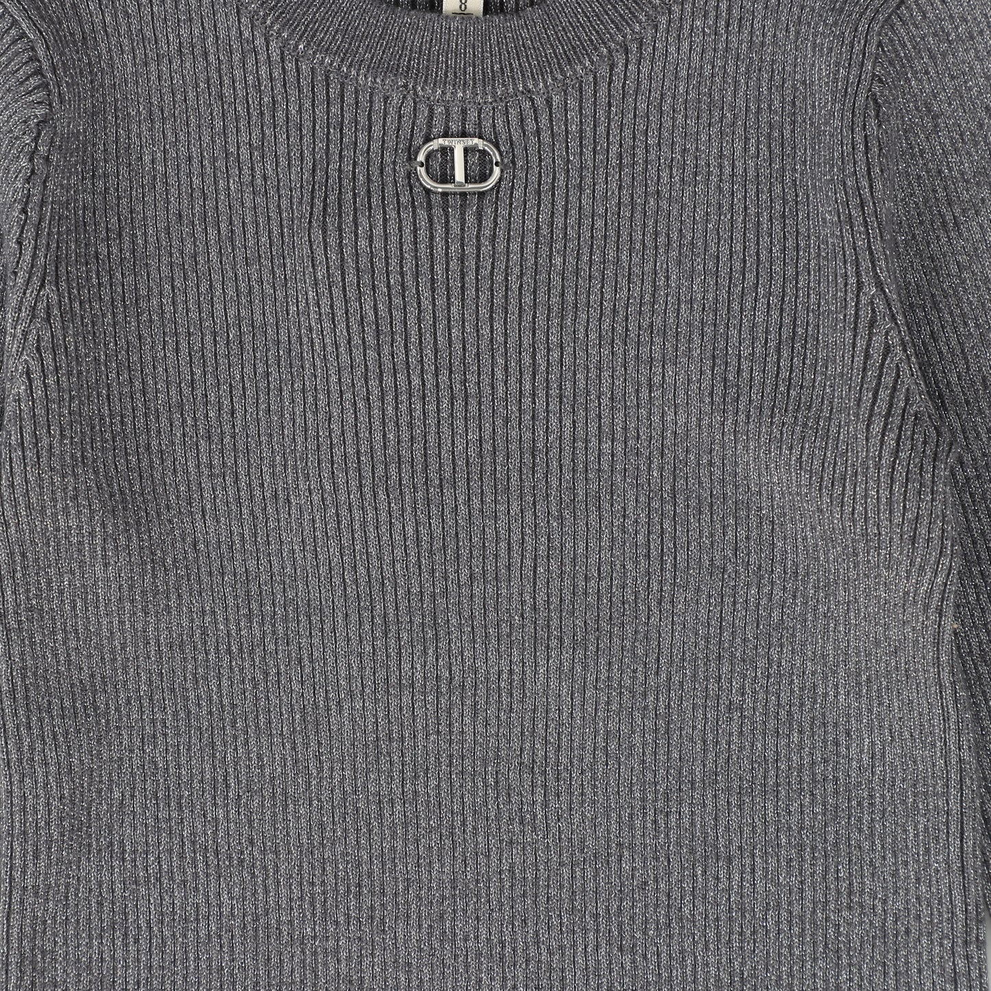 TWINSET GREY RIBBED SHIMMER SWEATER