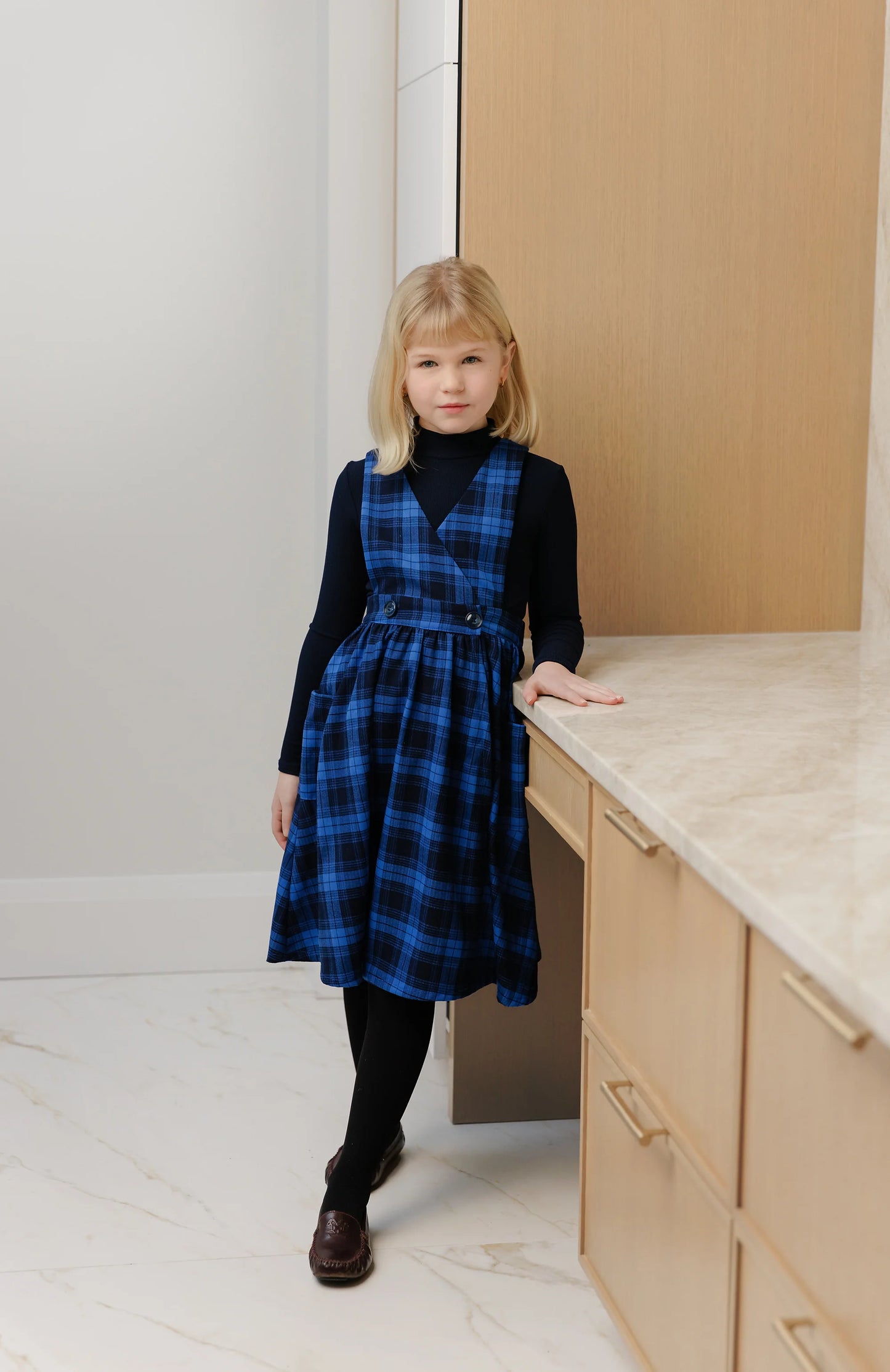 VELVETTE LABEL BLUE PLAID PINAFORE JUMPER