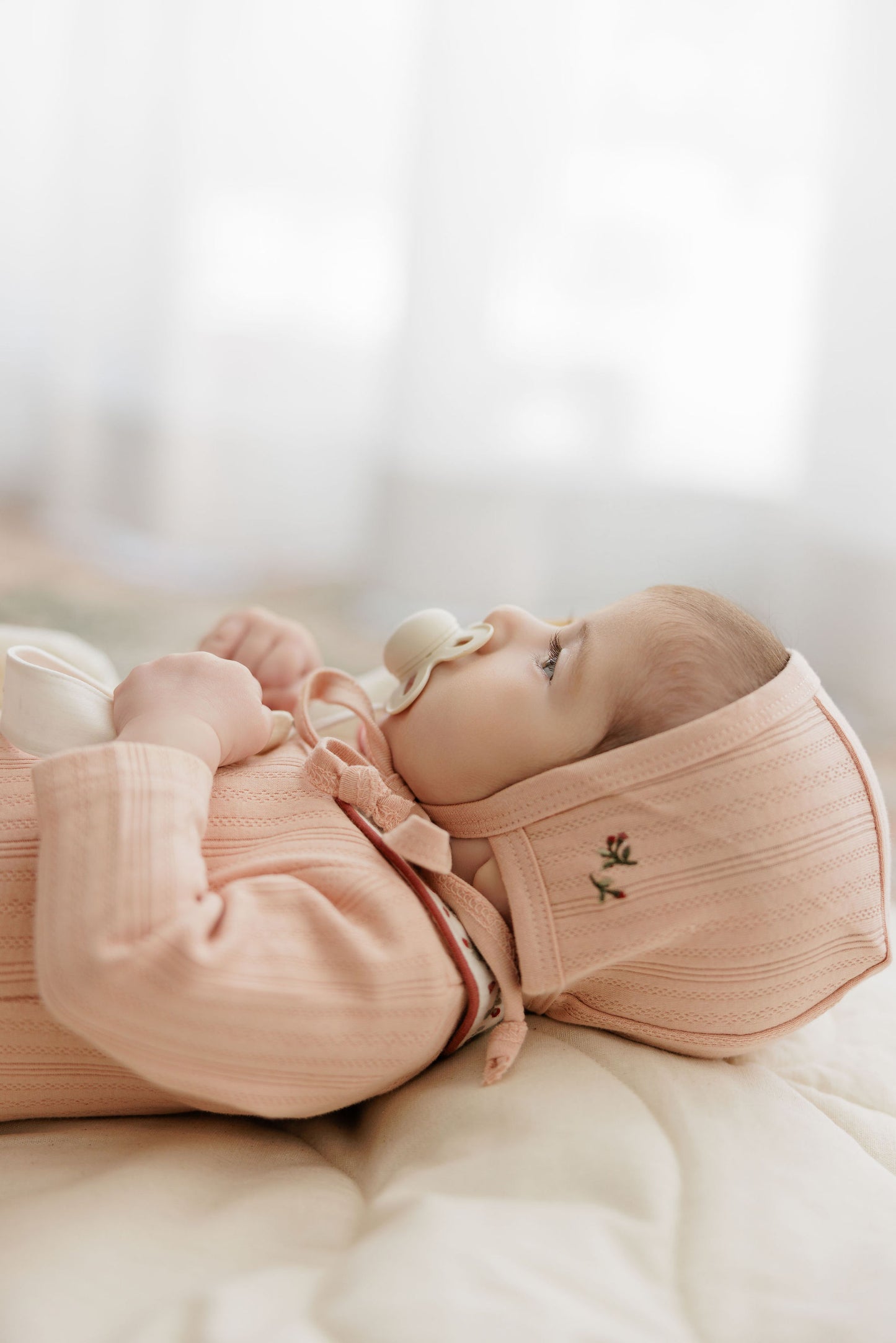 ELYS & CO PINK FLORAL EMBROIDERED LAYETTE SET