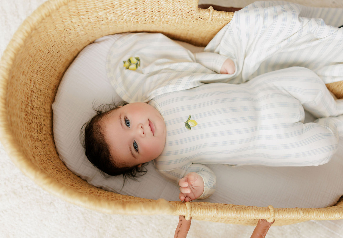 ELYS & CO LEMON FRUIT PRINT FOOTIE + BEANIE