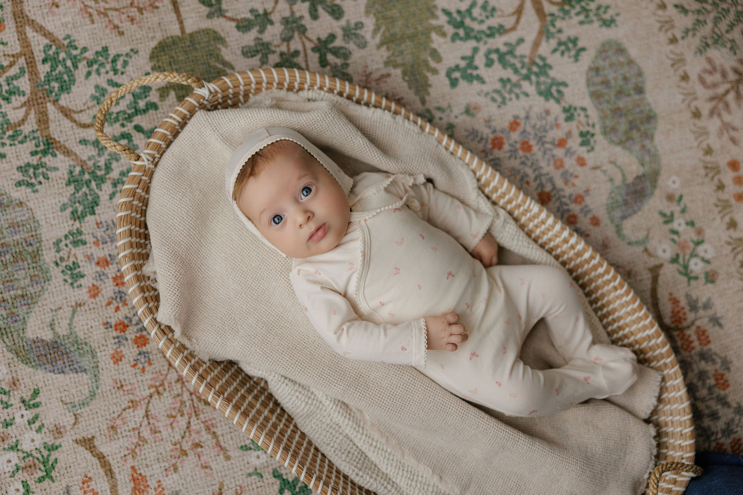 AURORA IVORY/PINK BUTTERFLY FOOTIE + BEANIE