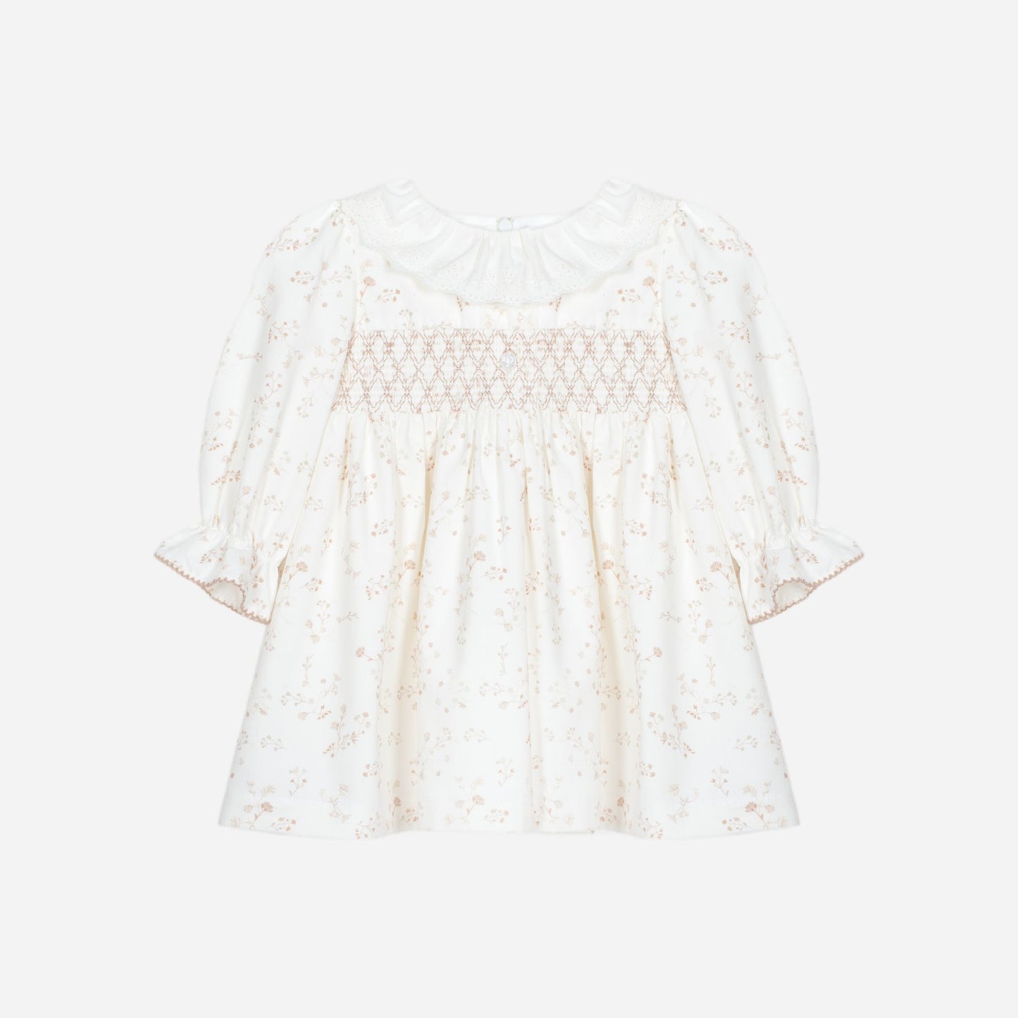 PATACHOU WHITE FLORAL RUFFLE COLLAR DRESS