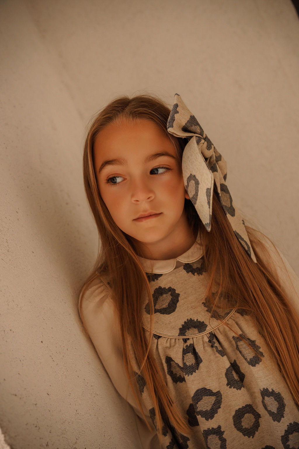 BAMBOO BEIGE LEOPARD PIPED JUMPER