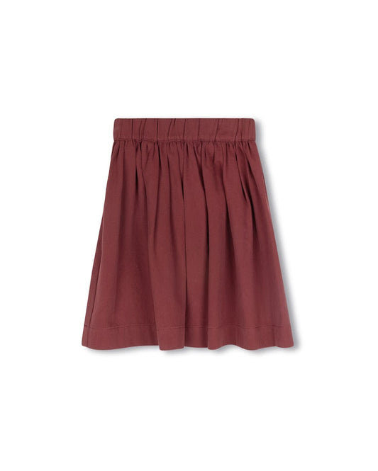 PHIL AND PHOEBE BURGUNDY DENIM FLARE SKIRT