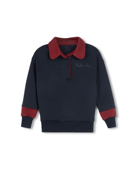 DUKE AND PORT NAVY TRIM COLLAR SWEATSHIRT