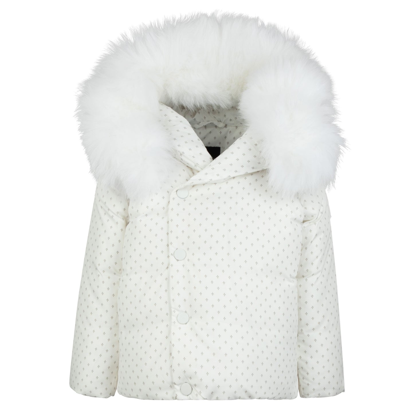 PRAMIE WHITE/BEIGE PRINTED PUFFER COAT