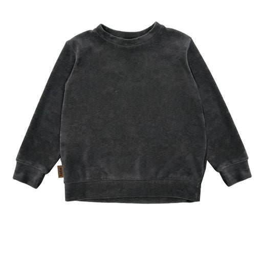 HEBE DARK GREY VELVET SWEATSHIRT
