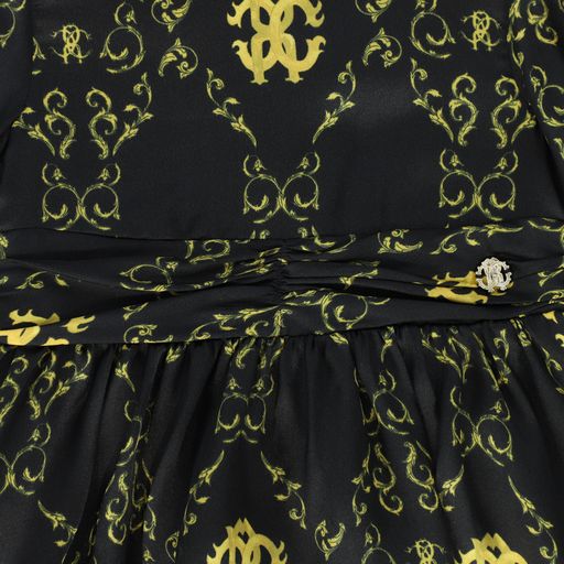 ROBERTO CAVALLI BLACK BAROQUE PRINT DRESS
