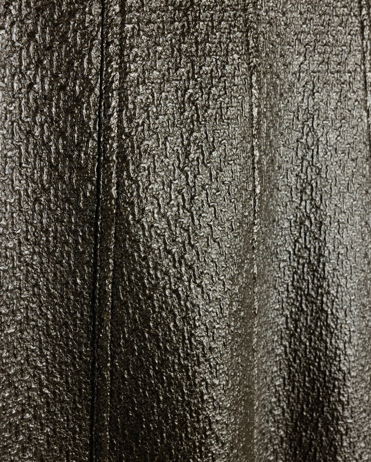 TUSTELLO GREEN TEXTURED LEATHER PANEL MIDI SKIRT