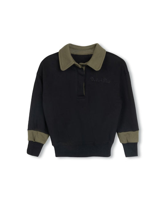 DUKE AND PORT BLACK TRIM COLLAR SWEATSHIRT