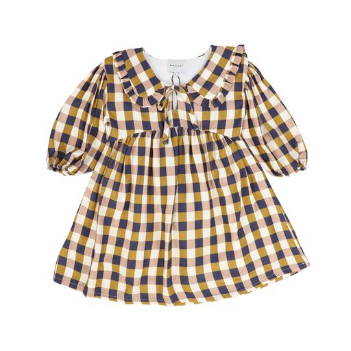 MIPOUNET MULTI COLORED CHECKED COLLAR DRESS [Final Sale]