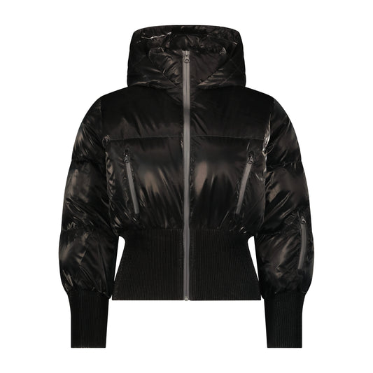 IBIS BLACK GLOSS BOMBER COAT