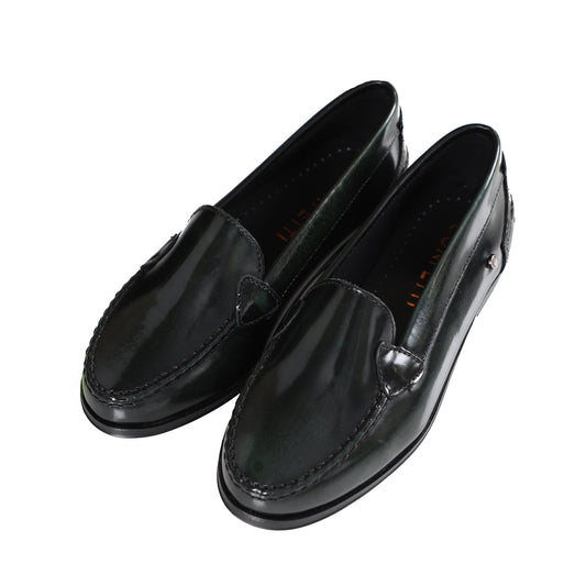 CONFETTI BLACK PATENT LEATHER ROUNDED LOAFER [Final Sale]