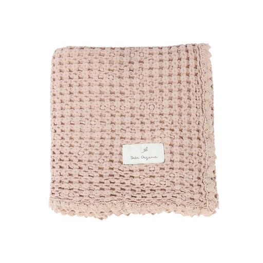 BEBE ORGANIC POWDER WAFFLE KNIT BLANKET