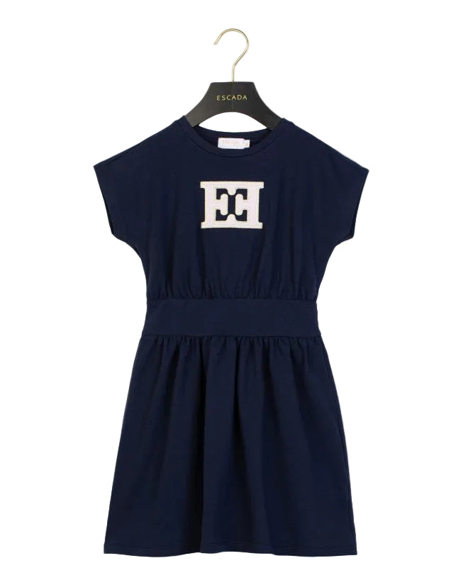 Escada Girls-Younger Girls Navy Blue Logo Dress