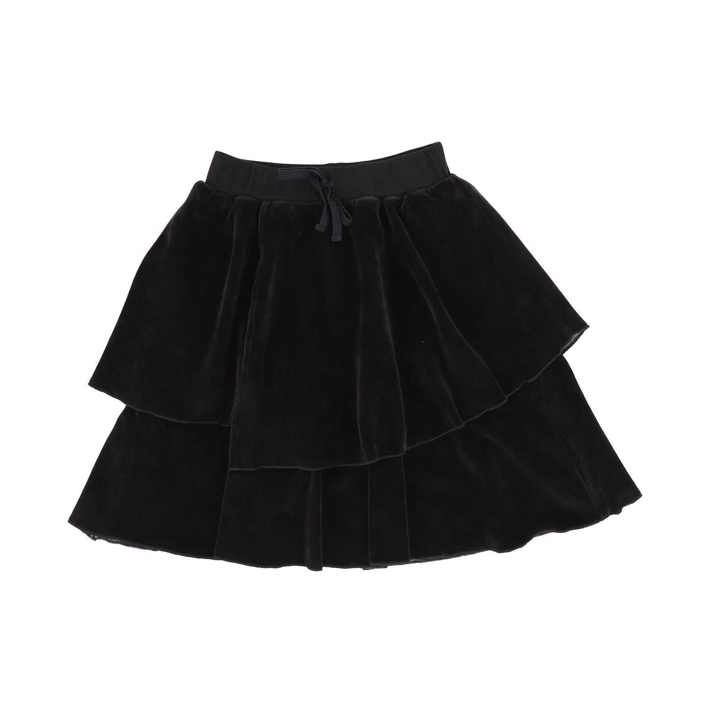 KIN AND KIN BLACK VELOUR LAYERED SKIRT