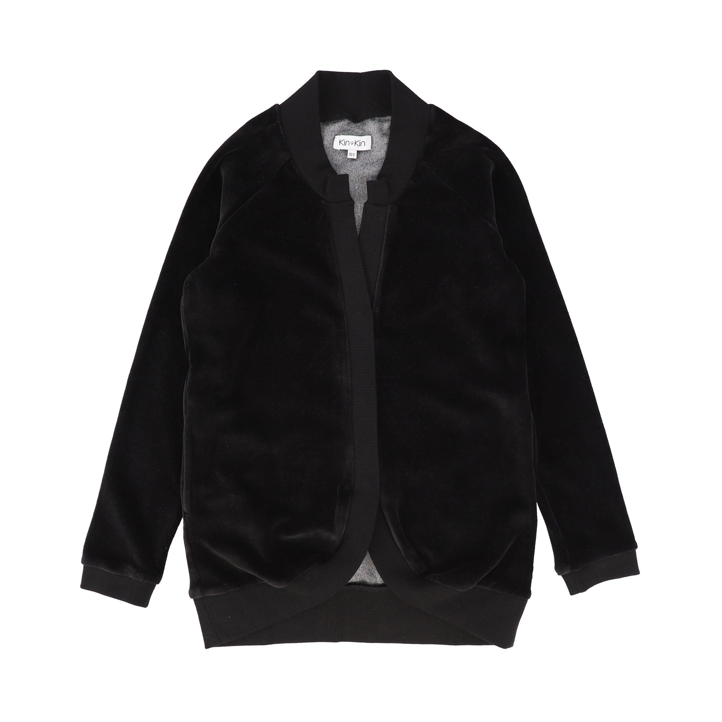 KIN AND KIN BLACK VELOUR RAGLAN CARDIGAN