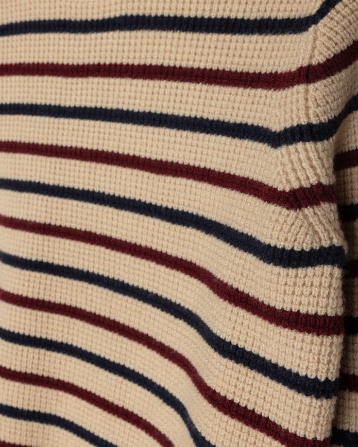 HARPER JAMES OATMEAL STRIPE WAFFLE KNIT SWEATER