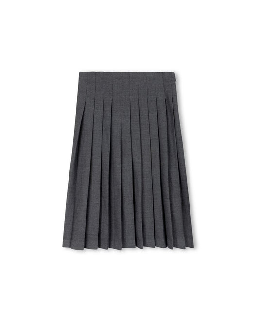 LILOU CHARCOAL TEXTURED WOOL PLEATED SKIRT