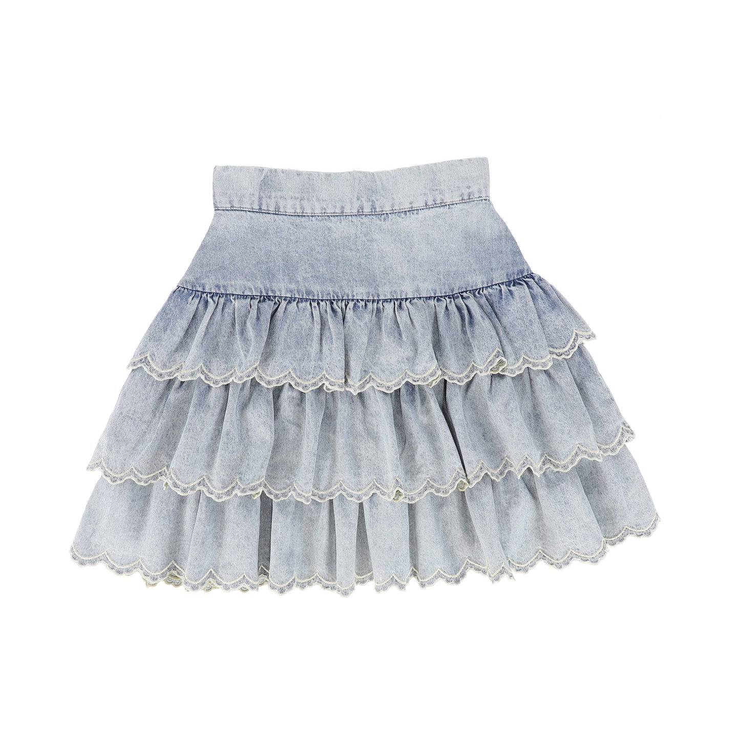 PETITE AMALIE DENIM LAYERED EDGE SKIRT