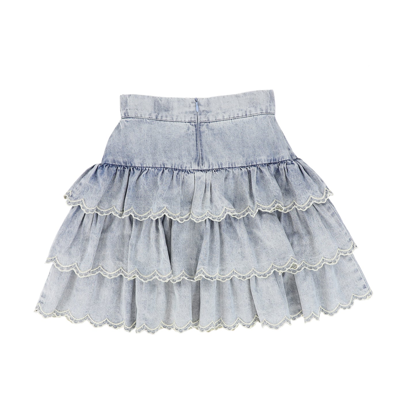 PETITE AMALIE DENIM LAYERED EDGE SKIRT