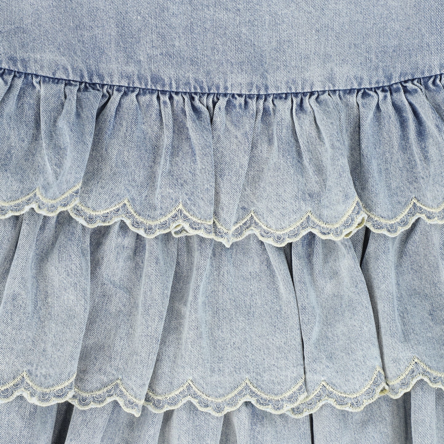 PETITE AMALIE DENIM LAYERED EDGE SKIRT