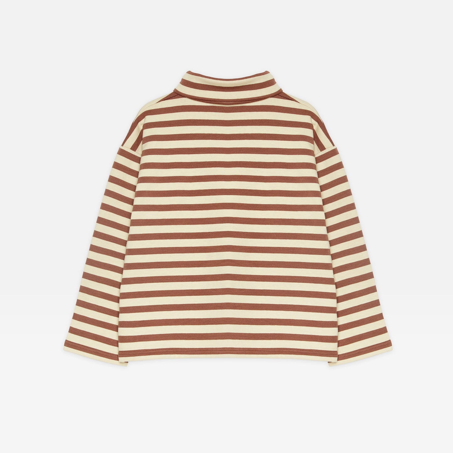 WEEKEND HOUSE BROWN IVORY STRIPED DOG PATCH TURTLENECK