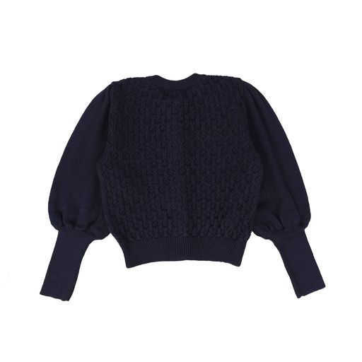 MIPOUNET NAVY DESIGN KNIT CARDIGAN