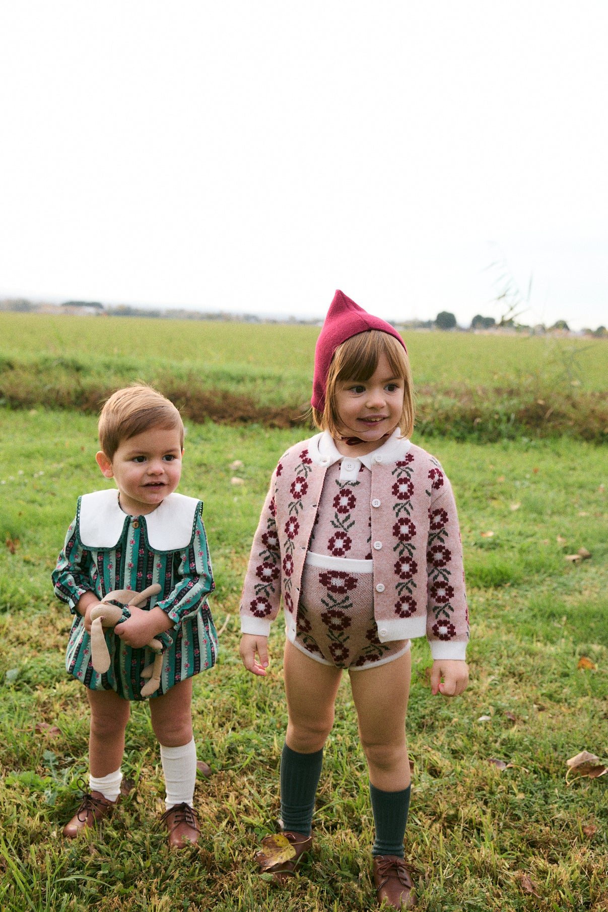 BIRINIT PETIT BURGUNDY FLORAL KNIT CARDIGAN