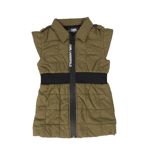 KARL LAGERFELD KHAKI QUILTED ZIPPER DRESS